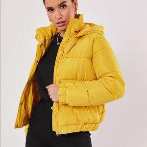 Missguided mustard yellow puffer jacket